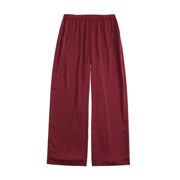 Abercrombie & Fitch Satin Wide Leg Warm Maroon Pull-On Pants Size Medium - Picture 2 of 14